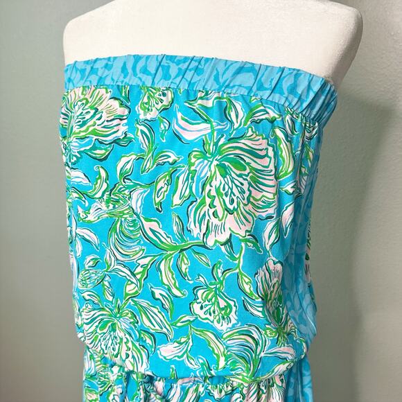 Lilly Pulitzer Rikki Strapless Romper Cumulus Blue Chick Magnet Women’s Size M - Picture 4 of 14